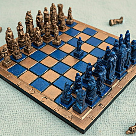Viking Chess Set, handmade and painted to order in your choice of colours.