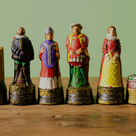 Chess Set Scottish and English Historical Figures, Handmade and Hand Painted pieces only