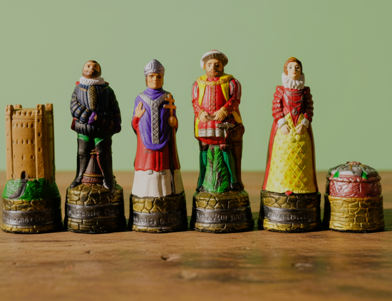 Chess Set Scottish and English Historical Figures, Handmade and Hand Painted pieces only