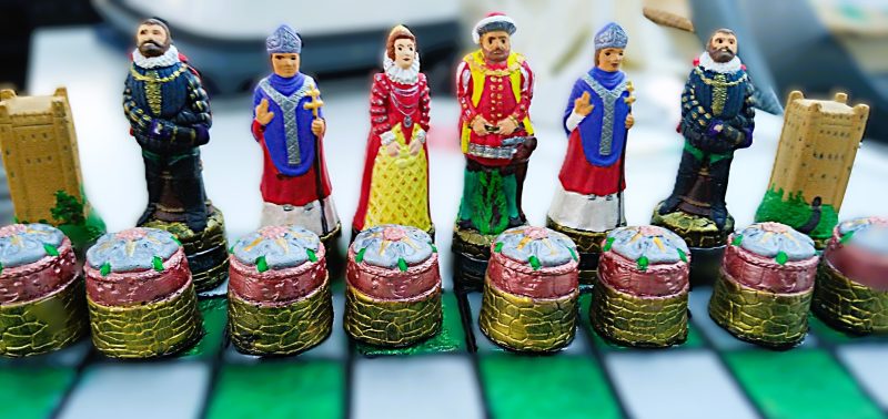 Chess Set Scottish and English Historical Figures, Handmade and Hand Painted pieces only
