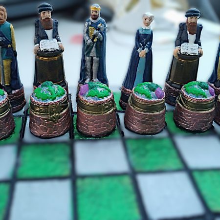 Chess Set Scottish and English Historical Figures, Handmade and Hand Painted pieces only