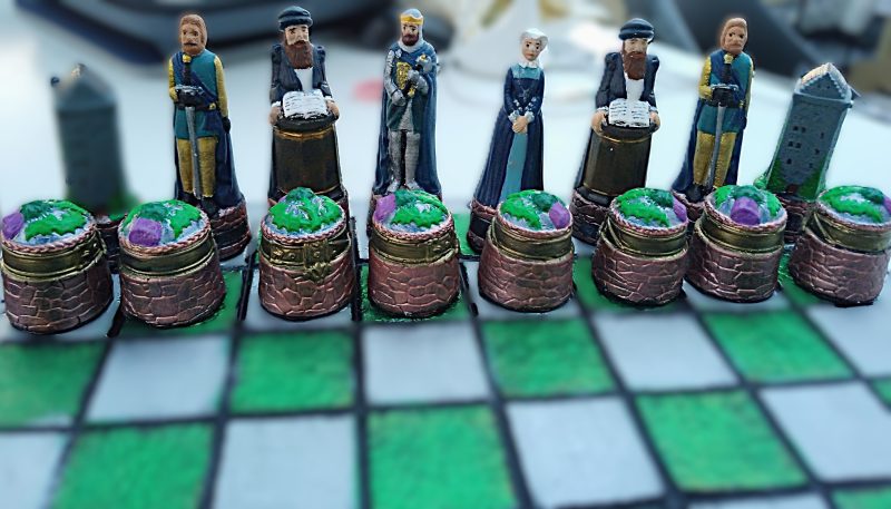 Chess Set Scottish and English Historical Figures, Handmade and Hand Painted pieces only