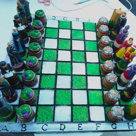 Chess Set Scottish and English Historical Figures, Handmade and Hand Painted pieces only
