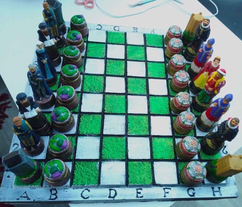 Chess Set Scottish and English Historical Figures, Handmade and Hand Painted pieces only