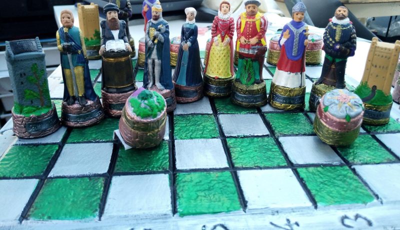 Chess Set Scottish and English Historical Figures, Handmade and Hand Painted pieces only