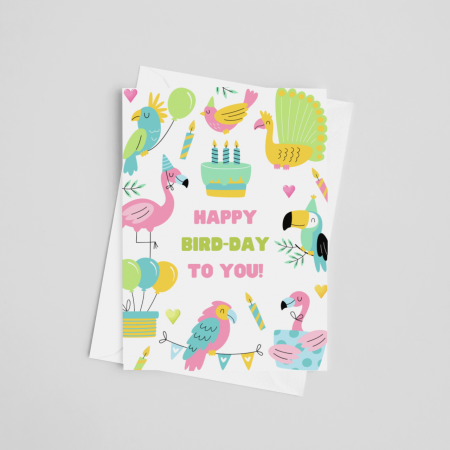 Bird Birthday Greeting Card Template | Instant Download | Funny Card | Editable Greeting card