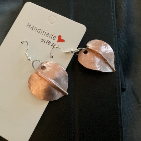 Pair of Handcrafted Copper Heart Shaped Earrings ..