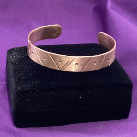 Handcrafted Copper Cuff Bracelet with unique Dot & Stripe Pattern