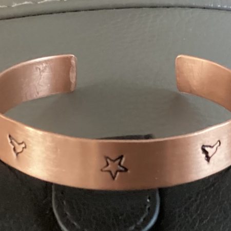 Unique Handmade Copper Cuff Bracelet with stamped motifs