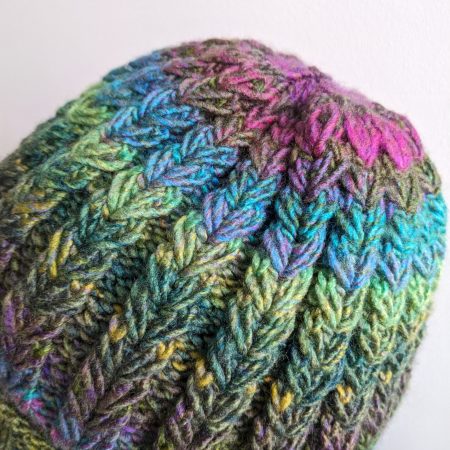 Cozy Knitted Winter Beanie - Green Palette or Green & Red with Fun Pompom