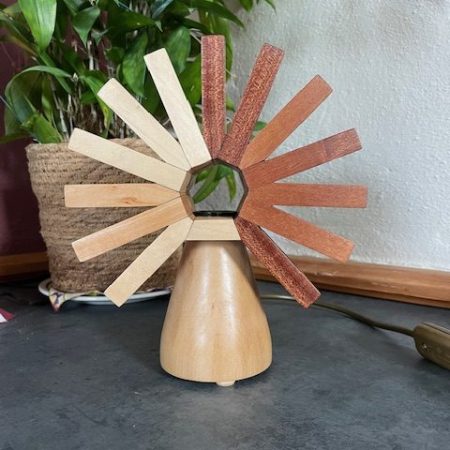 ‘Aztec Sunrise’ Lime and Mahogany ambience lamp