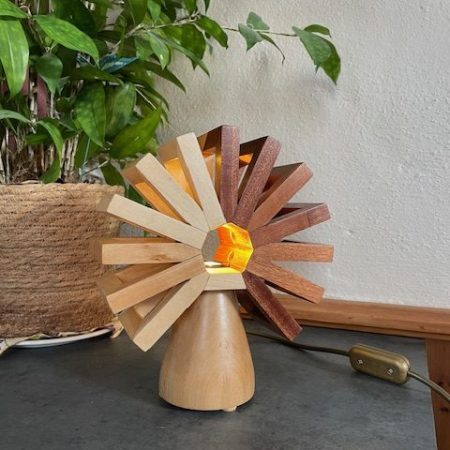 ‘Aztec Sunrise’ Lime and Mahogany ambience lamp