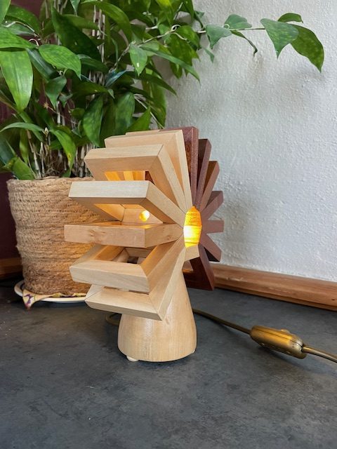 ‘Aztec Sunrise’ Lime and Mahogany ambience lamp