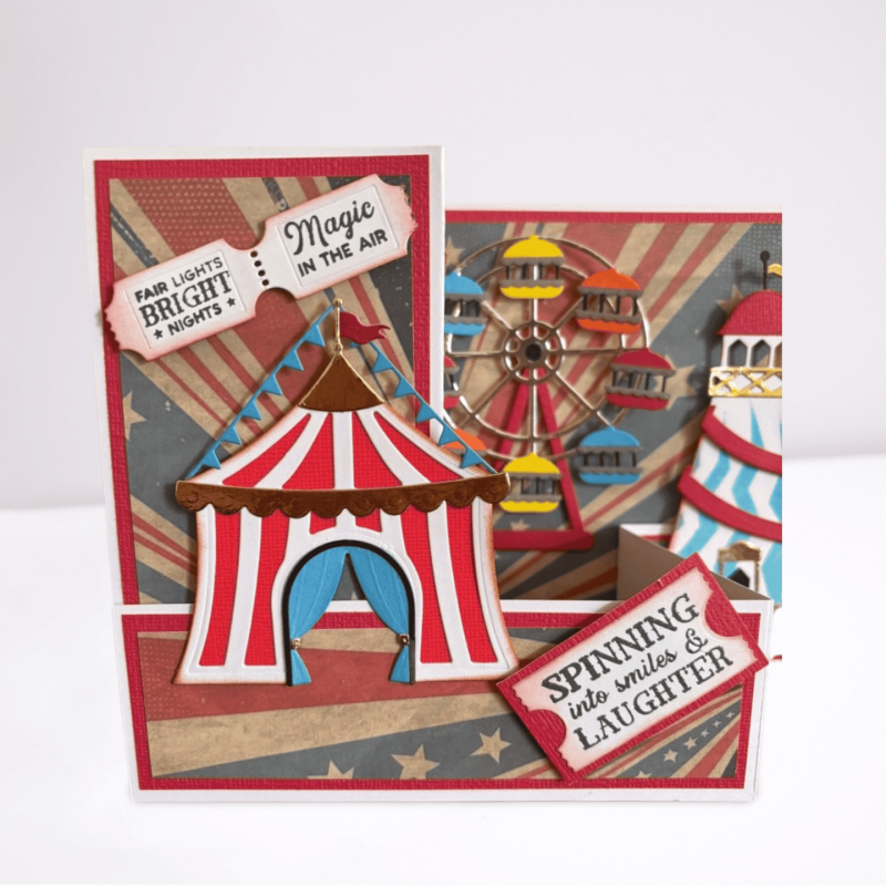 Vintage Inspired Fun Fair Greetings Card, Retro Carnival Fairground, Handmade Papercraft Card