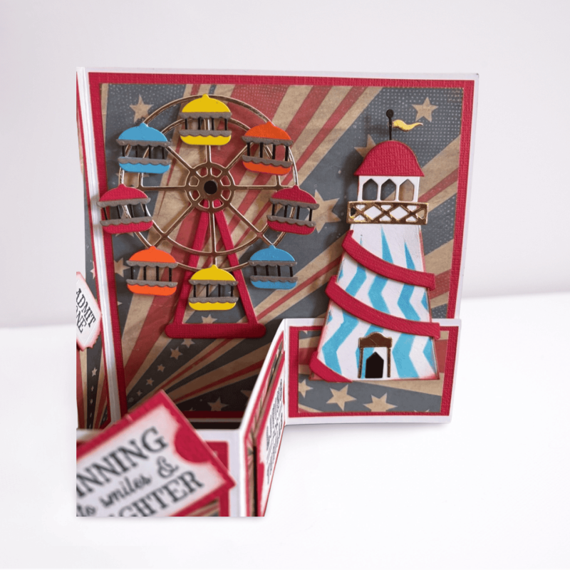 Vintage Inspired Fun Fair Greetings Card, Retro Carnival Fairground, Handmade Papercraft Card