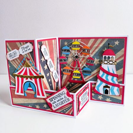 Vintage Inspired Fun Fair Greetings Card, Retro Carnival Fairground, Handmade Papercraft Card
