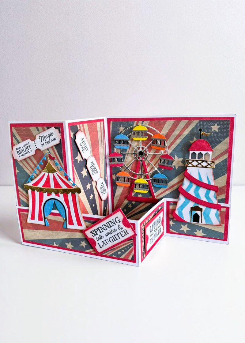 Vintage Inspired Fun Fair Greetings Card, Retro Carnival Fairground, Handmade Papercraft Card