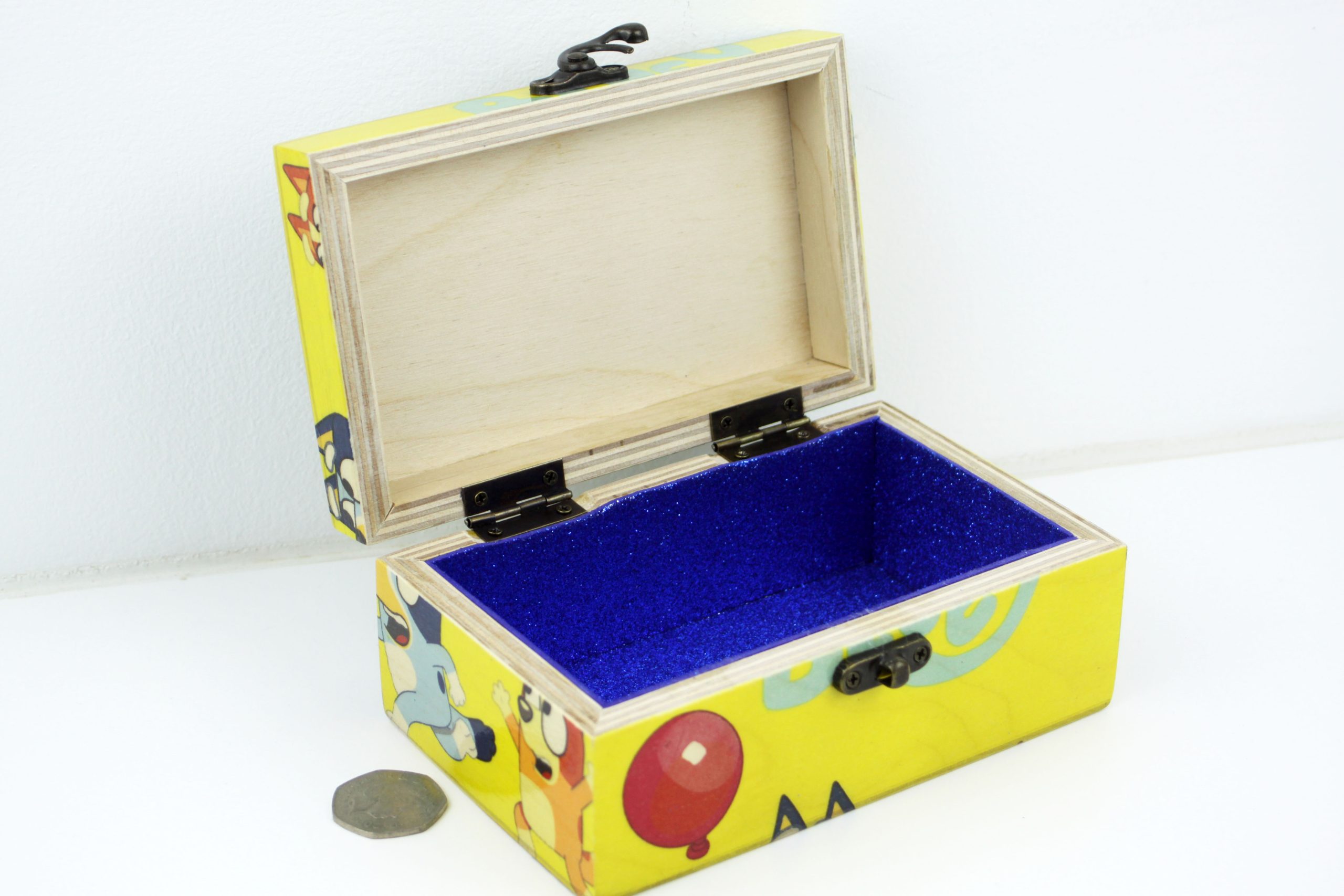 Wood Handmade Keepsake Jewellery, Memories, Card Box, Cartoon, Bluey ...