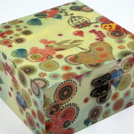 Wood handmade keepsake jewellery, memories, photo box, Hot Air Balloon, bird, heart vintage style