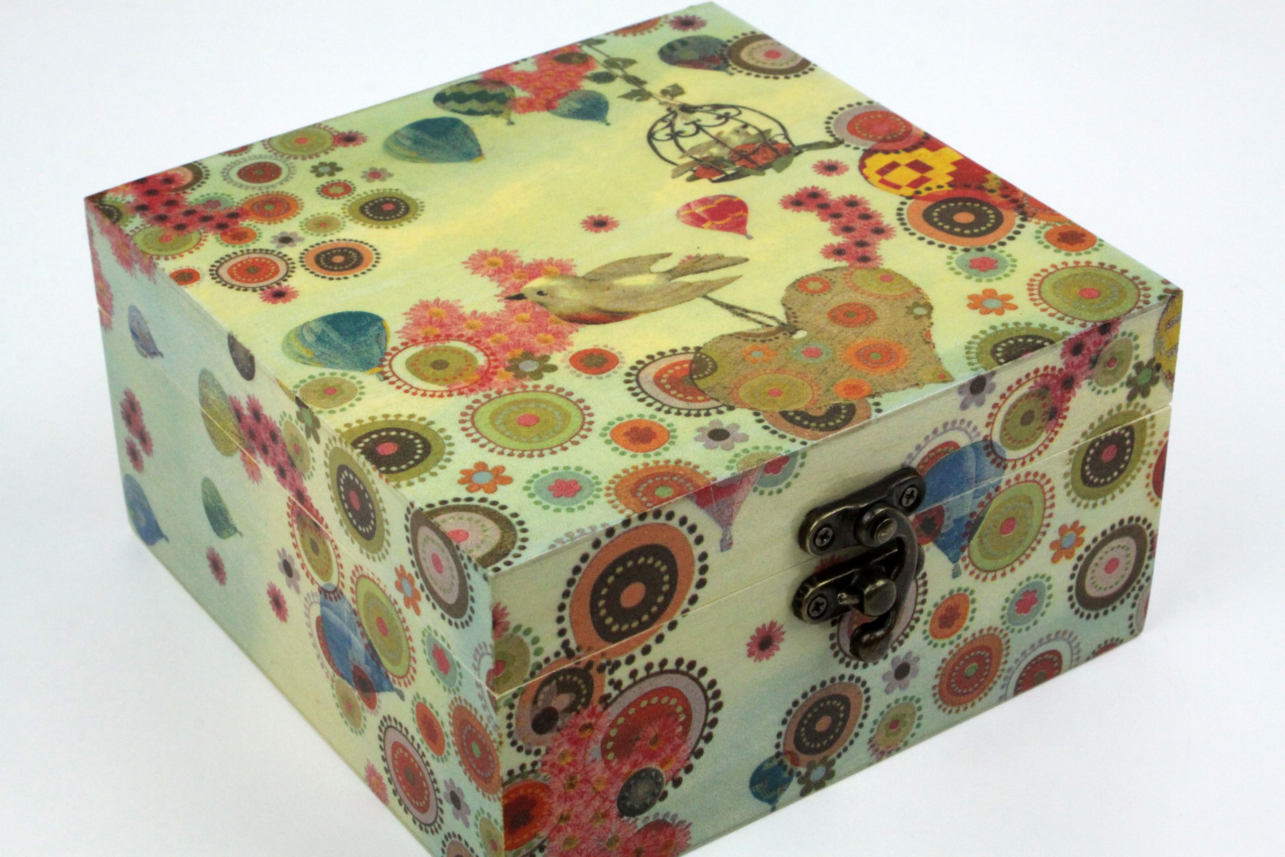 Wood handmade keepsake jewellery, memories, photo box, Hot Air Balloon, bird, heart vintage style