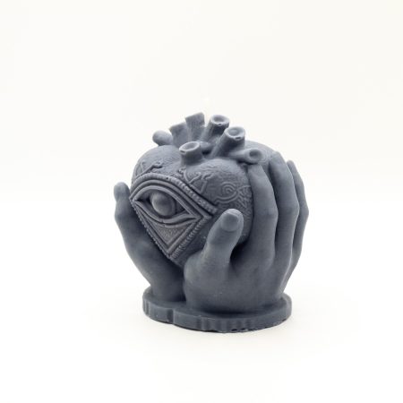 Dark Grey Sculptural Heart Eye Unscented Candle | Gothic Art | Valentine's Gift | Dark Romantic