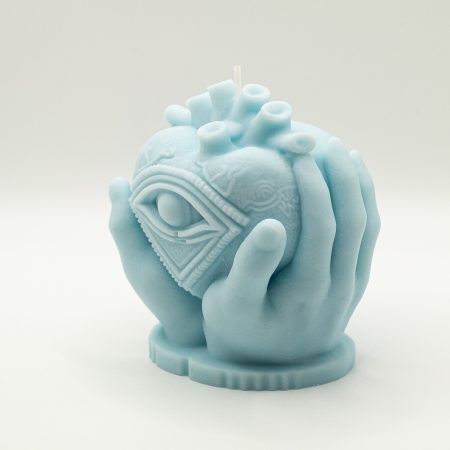Blue Sculptural Heart Eye Unscented Candle | Gothic Art | Dark Romantic Decor | Hand-Poured