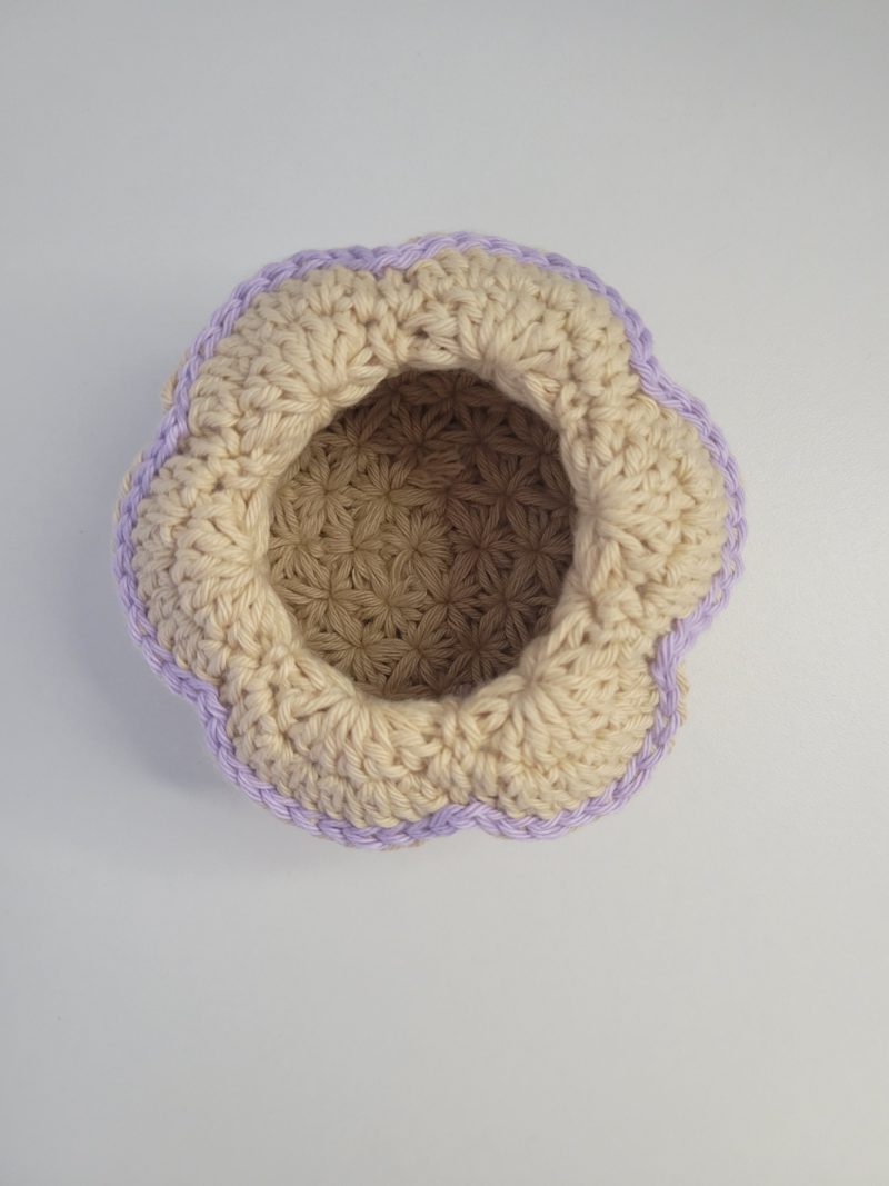 Crochet Accessories Basket - Pastel Blossom Design