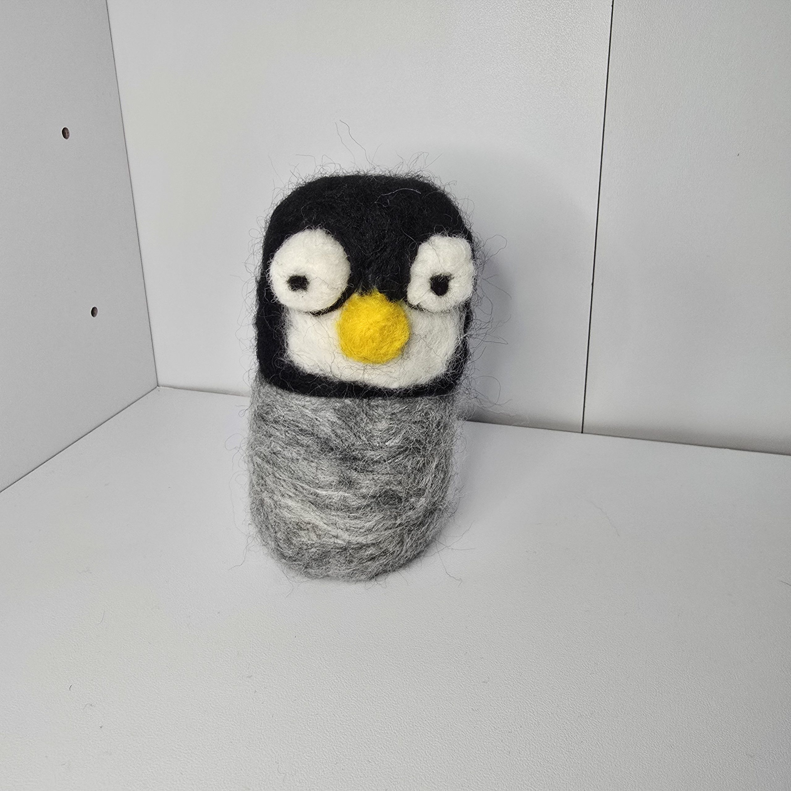 Hand-Felted Penguin Wool Buddy