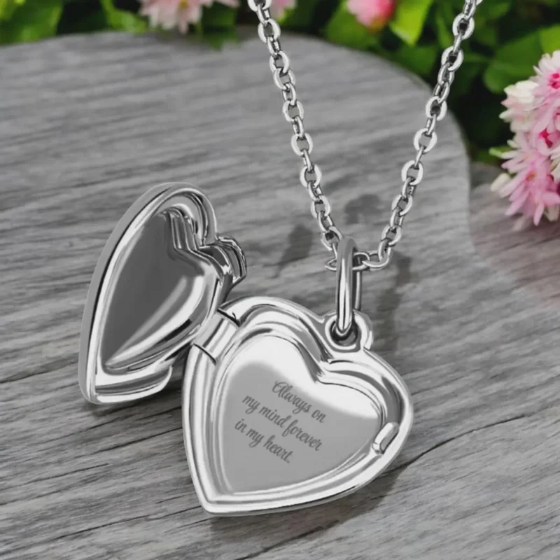 Personalised Silver Heart Locket Necklace