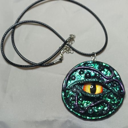 Handmade Polymer Clay Dragon Eye Pendant Necklace