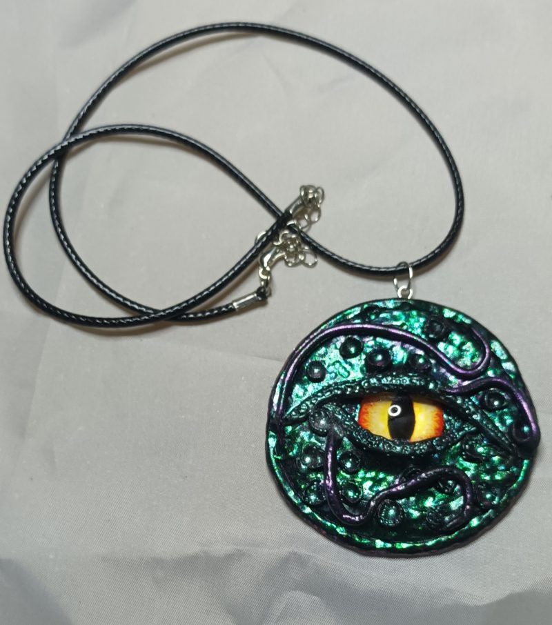 Handmade Polymer Clay Dragon Eye Pendant Necklace