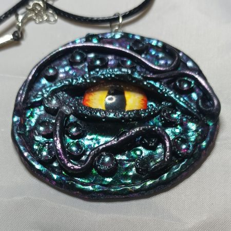 Handmade Polymer Clay Dragon Eye Pendant Necklace