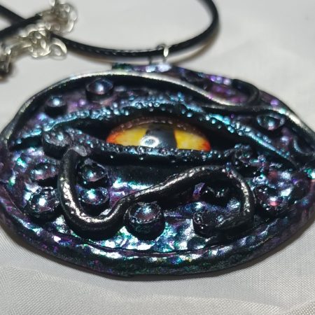 Handmade Polymer Clay Dragon Eye Pendant Necklace