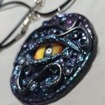 Handmade Polymer Clay Dragon Eye Pendant Necklace