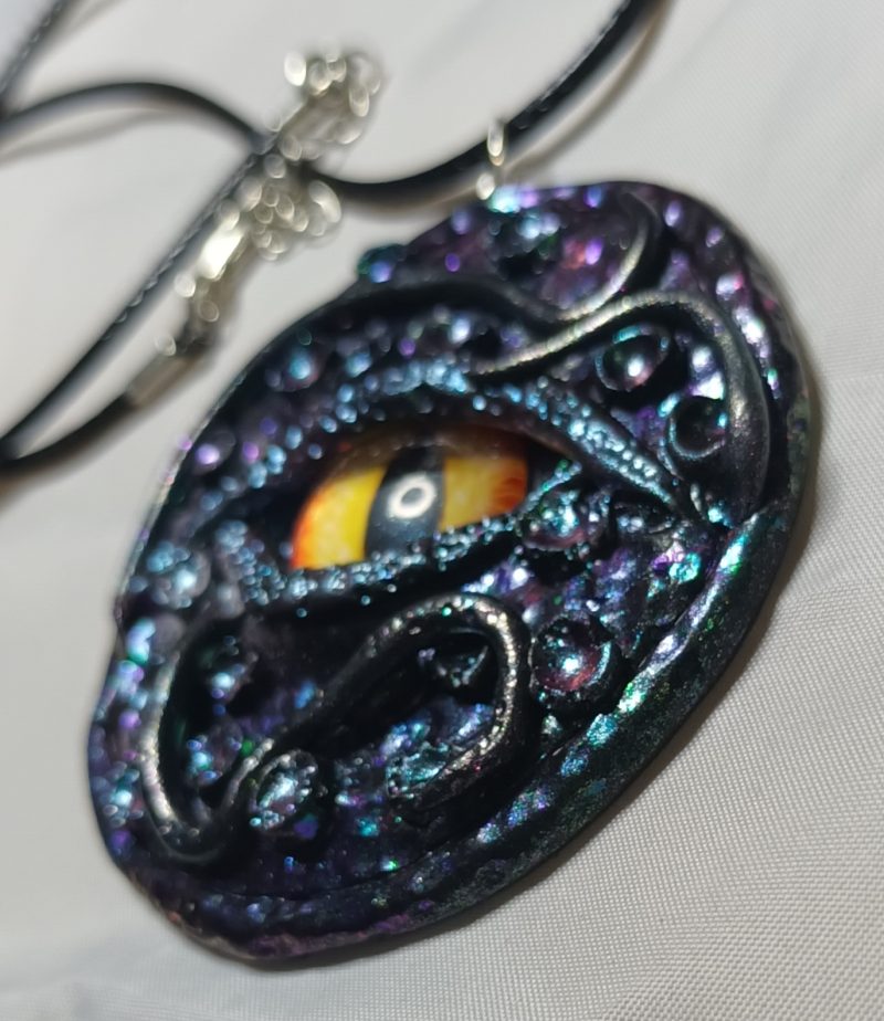 Handmade Polymer Clay Dragon Eye Pendant Necklace