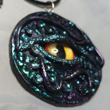 Handmade Polymer Clay Dragon Eye Pendant Necklace