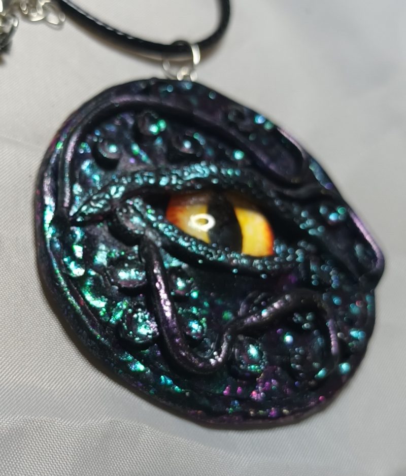 Handmade Polymer Clay Dragon Eye Pendant Necklace