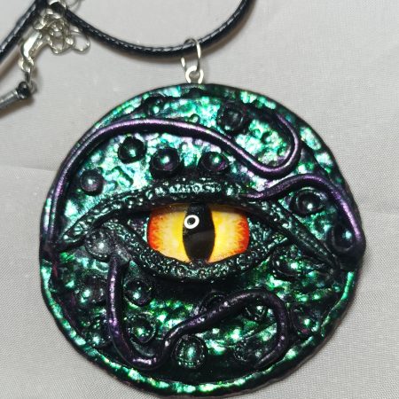 Handmade Polymer Clay Dragon Eye Pendant Necklace