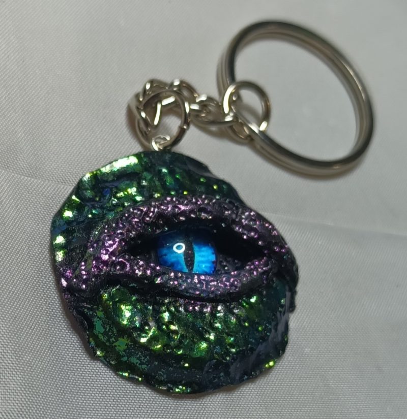 Handmade Polymer Clay Dragon Eye Keyring, Durable and Lightweight