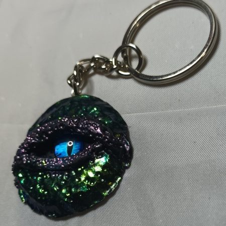 Handmade Polymer Clay Dragon Eye Keyring, Durable and Lightweight
