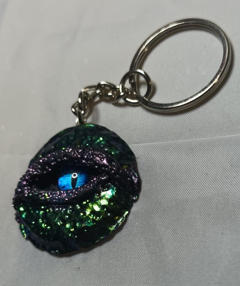 Handmade Polymer Clay Dragon Eye Keyring, Durable and Lightweight