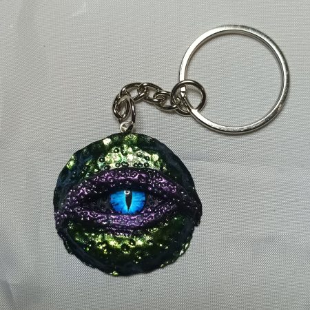 Handmade Polymer Clay Dragon Eye Keyring, Durable and Lightweight