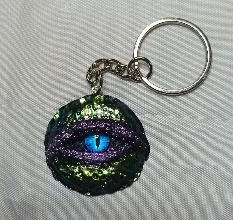 Handmade Polymer Clay Dragon Eye Keyring, Durable and Lightweight