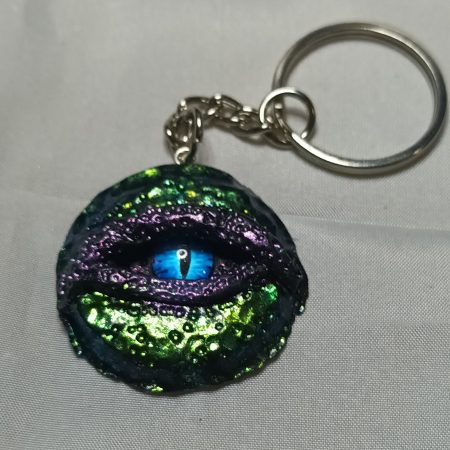 Handmade Polymer Clay Dragon Eye Keyring, Durable and Lightweight