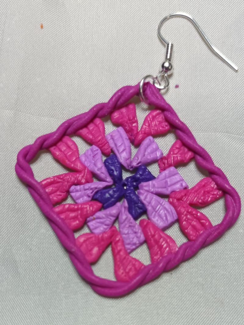 Handmade Polymer Clay Earrings with Crochet-Inspired Design, Colourful & Lightweight