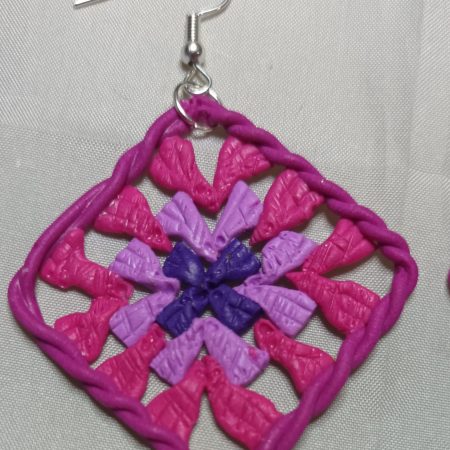 Handmade Polymer Clay Earrings with Crochet-Inspired Design, Colourful & Lightweight