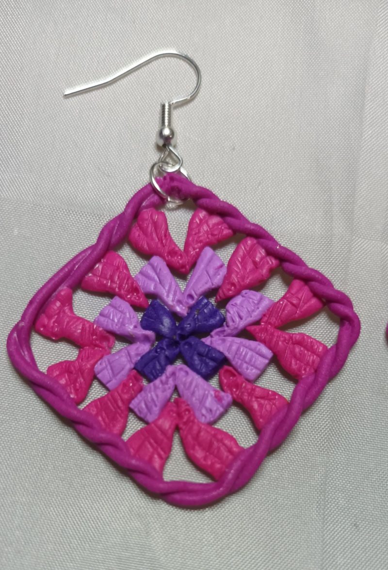 Handmade Polymer Clay Earrings with Crochet-Inspired Design, Colourful & Lightweight