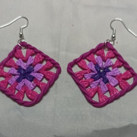 Handmade Polymer Clay Earrings with Crochet-Inspired Design, Colourful & Lightweight