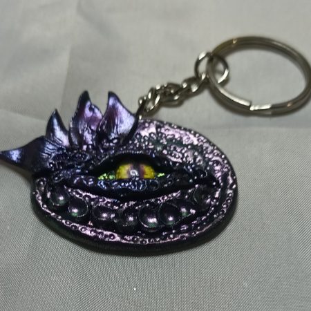 Handmade Polymer Clay Dragon Eye Keyring, Durable and Lightweight