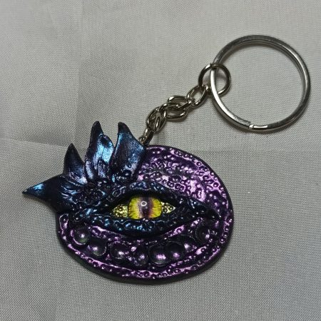 Handmade Polymer Clay Dragon Eye Keyring, Durable and Lightweight